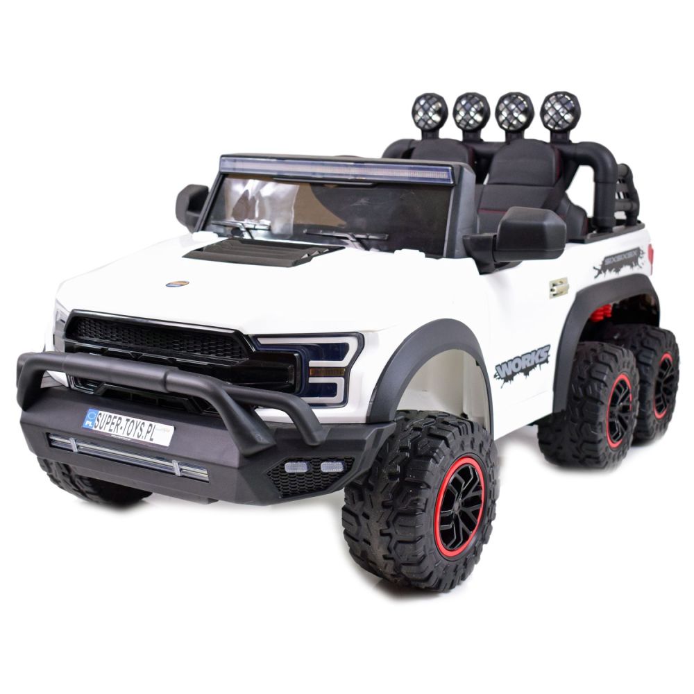 MEGA JEEP WORKS SIX 4X4, 2 x 12 V, MINKŠTI RATAI, MINKŠTA SĖDYNĖ / JC003