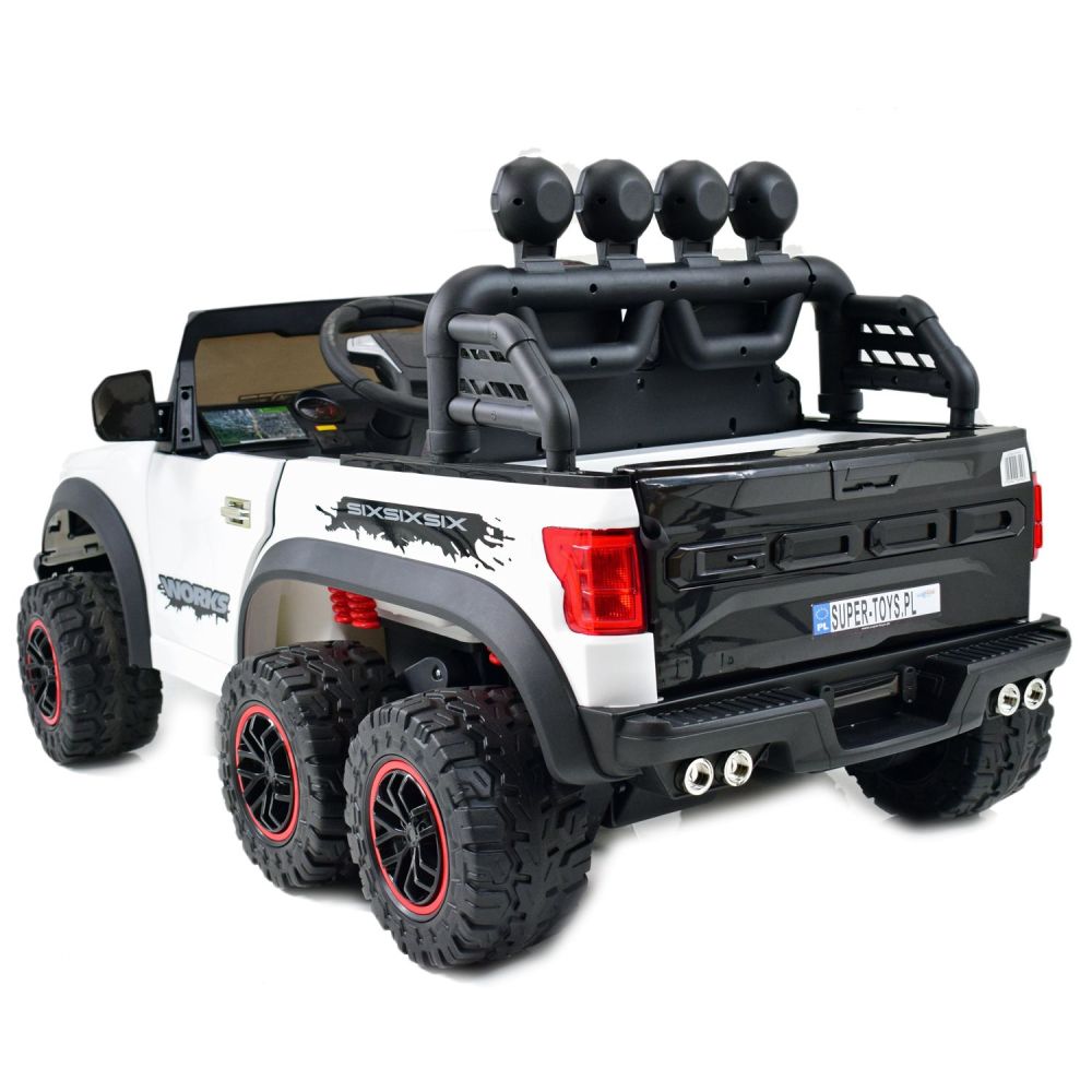 MEGA JEEP WORKS SIX 4X4, 2 x 12 V, MINKŠTI RATAI, MINKŠTA SĖDYNĖ / JC003