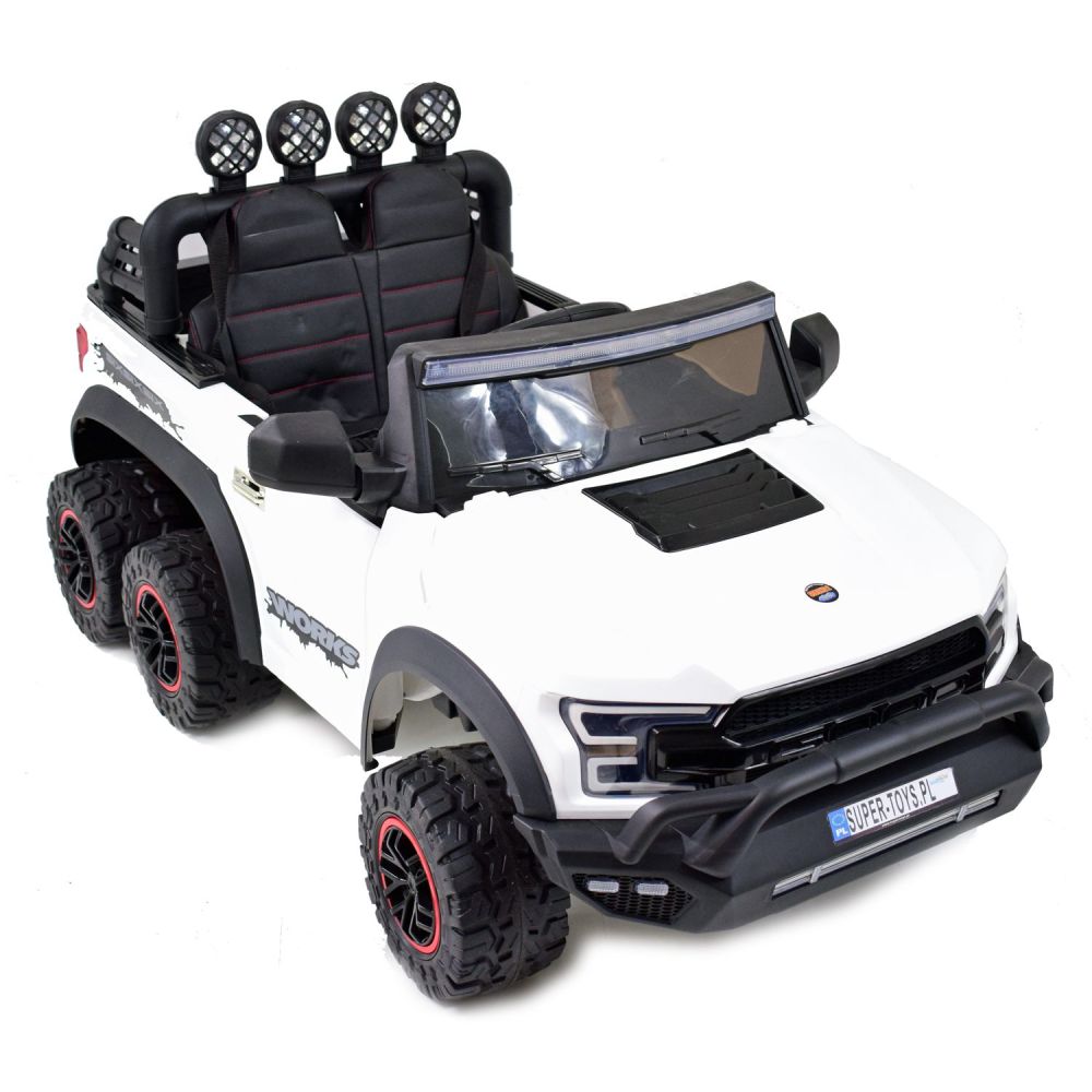 MEGA JEEP WORKS SIX 4X4, 2 x 12 V, MINKŠTI RATAI, MINKŠTA SĖDYNĖ / JC003