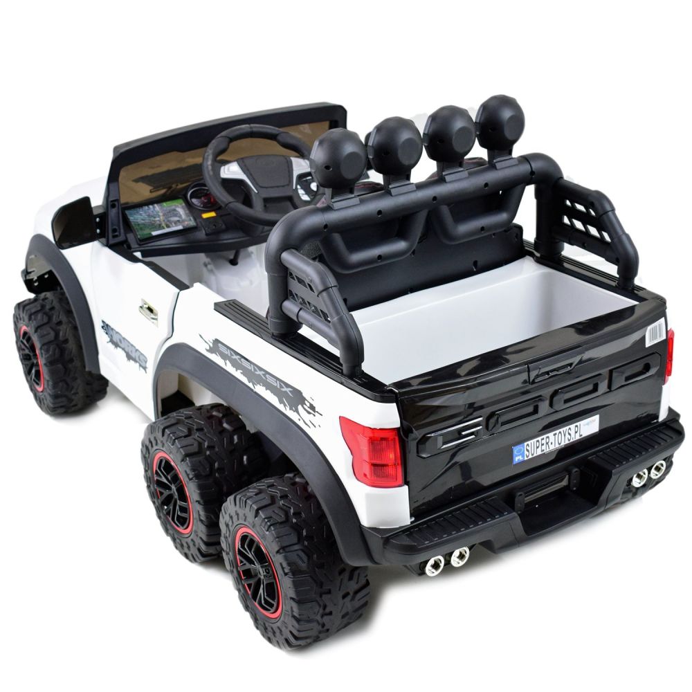 MEGA JEEP WORKS SIX 4X4, 2 x 12 V, MINKŠTI RATAI, MINKŠTA SĖDYNĖ / JC003