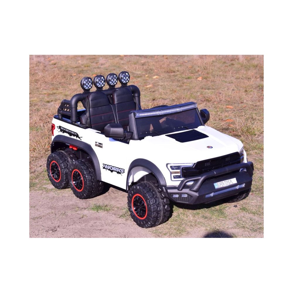 MEGA JEEP WORKS SIX 4X4, 2 x 12 V, MINKŠTI RATAI, MINKŠTA SĖDYNĖ / JC003