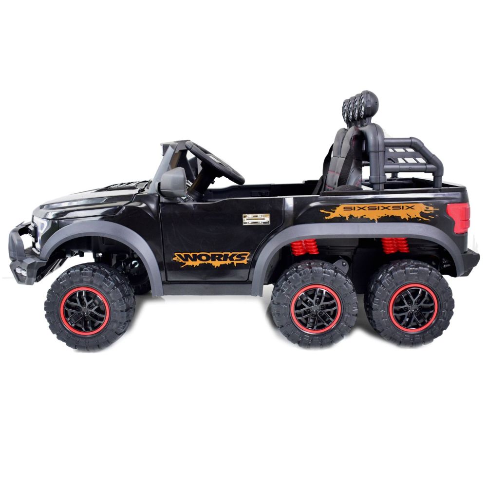 „MEGA JEEP WORKS SIX“ 4X4, 2 x 12 V, minkštos ratai, minkšta sėdynė / JC003