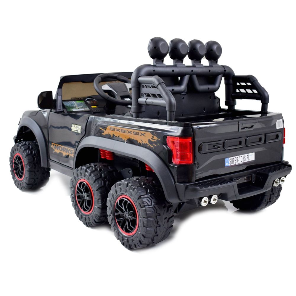 „MEGA JEEP WORKS SIX“ 4X4, 2 x 12 V, minkštos ratai, minkšta sėdynė / JC003