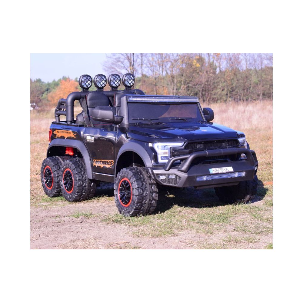 MEGA JEEP WORKS SIX 4X4, 2 X 12V MĘKKIE KOŁA, MIĘKKIE SIEDZENIE/JC003