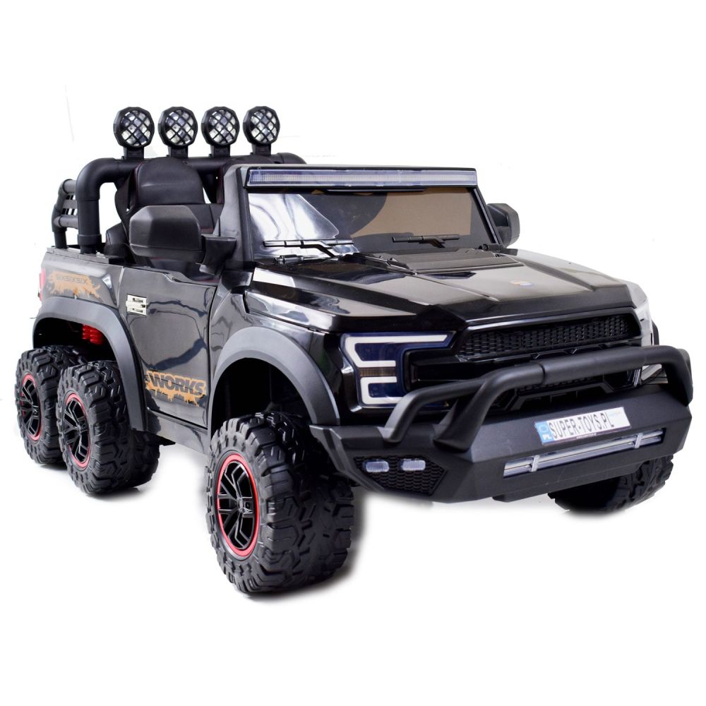 „MEGA JEEP WORKS SIX“ 4X4, 2 x 12 V, minkštos ratai, minkšta sėdynė / JC003
