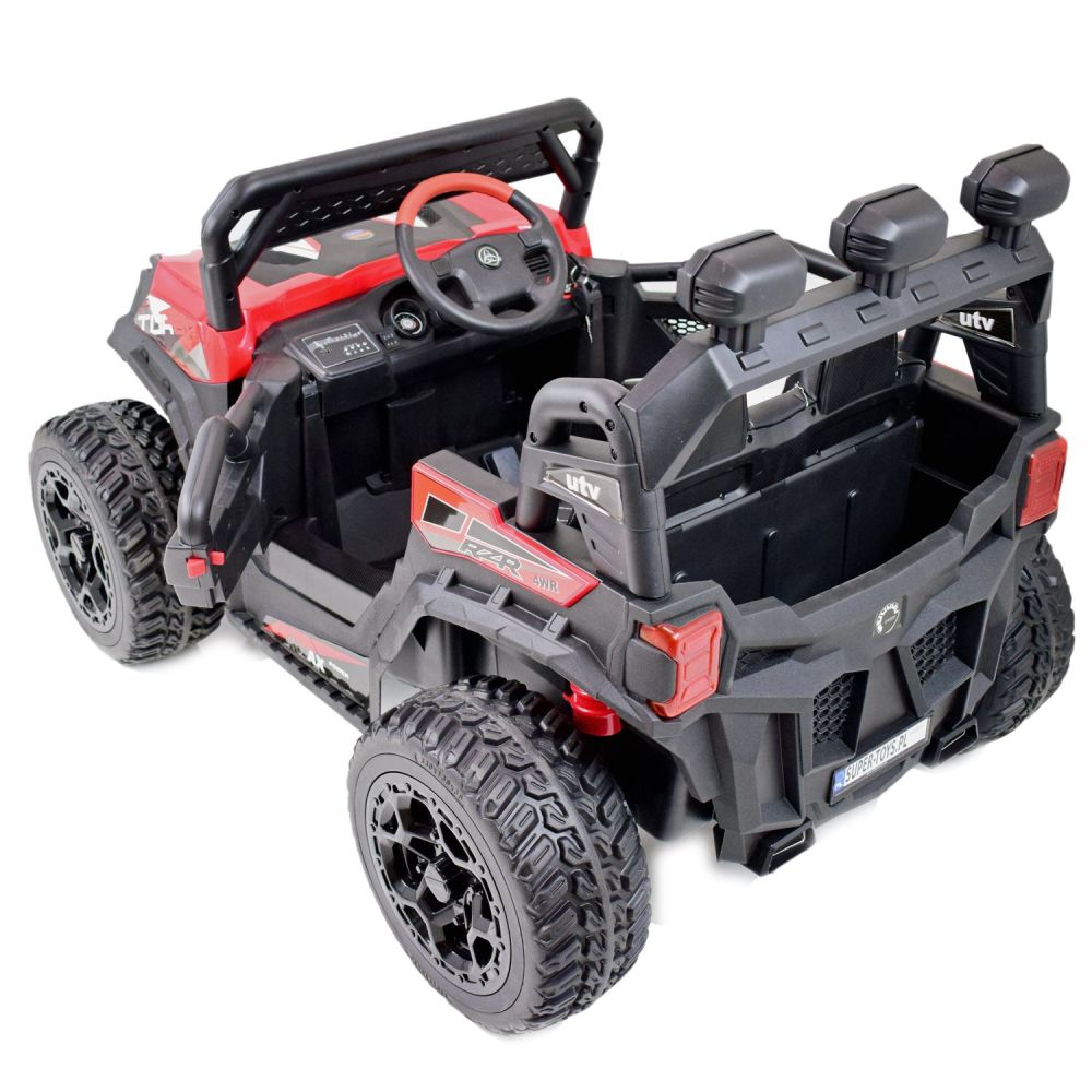 MEGA BUGGY RZR TURBO 12 V, 4x4, 180 W, didžiulė galia, nuotolinio valdymo pultas, minkšta sėdynė, minkšti ratai, supimosi funkci