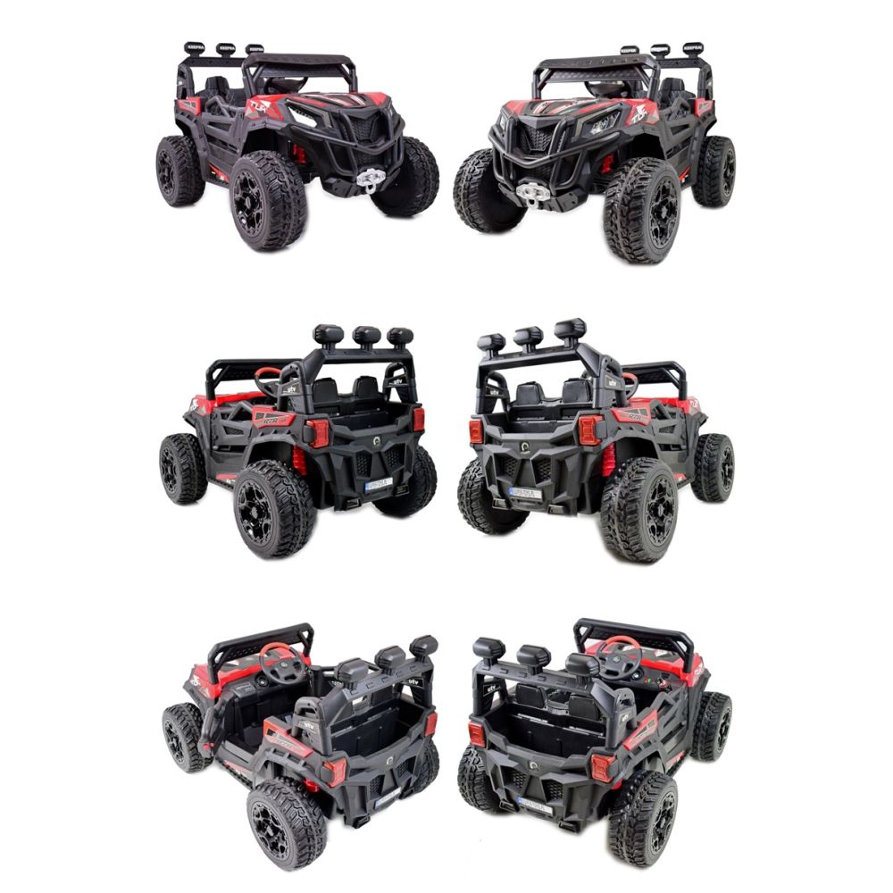 MEGA BUGGY RZR TURBO 12 V, 4x4, 180 W, didžiulė galia, nuotolinio valdymo pultas, minkšta sėdynė, minkšti ratai, supimosi funkci