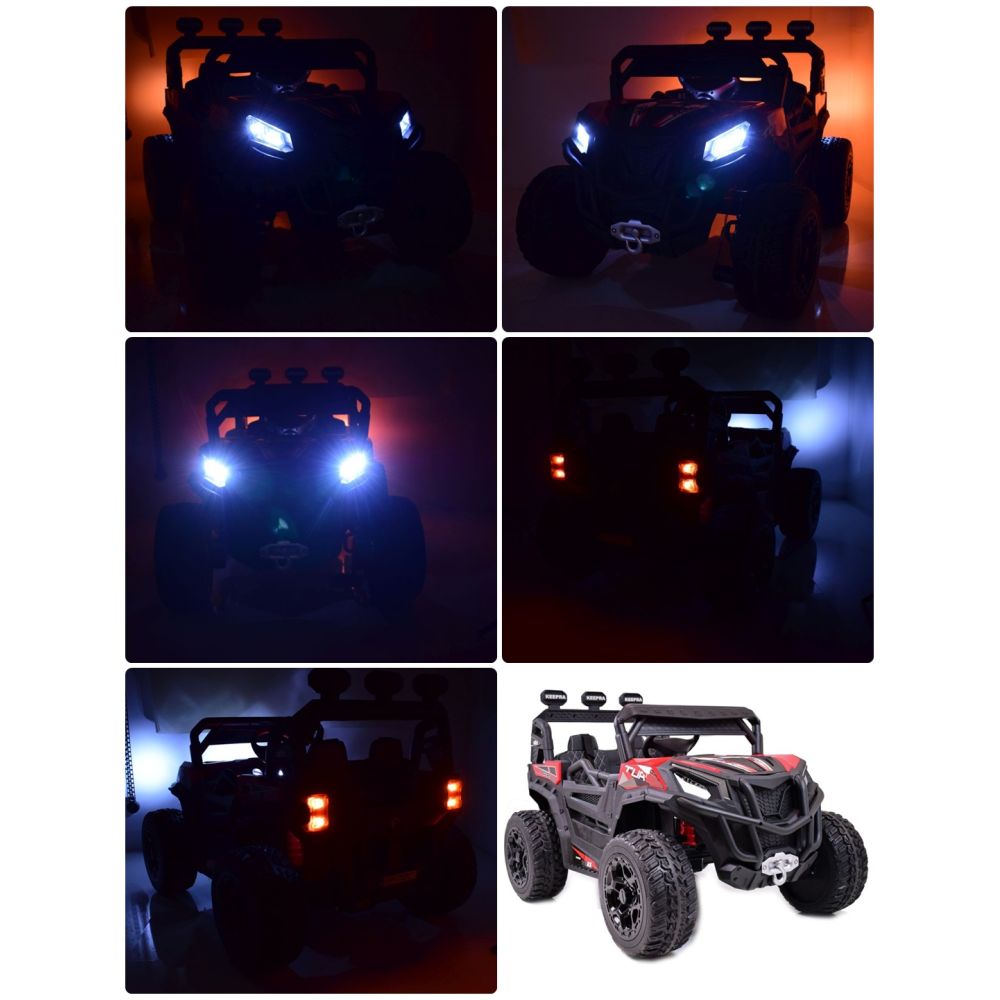 MEGA BUGGY RZR TURBO 12 V, 4x4, 180 W, didžiulė galia, nuotolinio valdymo pultas, minkšta sėdynė, minkšti ratai, supimosi funkci