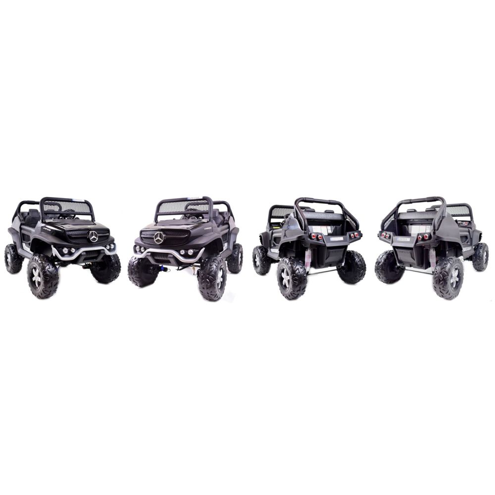 MERCEDES BENZ UNIMOG 4X4, 12 V, 14 Ah, amortizatoriai, minkštos padangos, minkšta sėdynė – puiki galimybė / UNIMOG