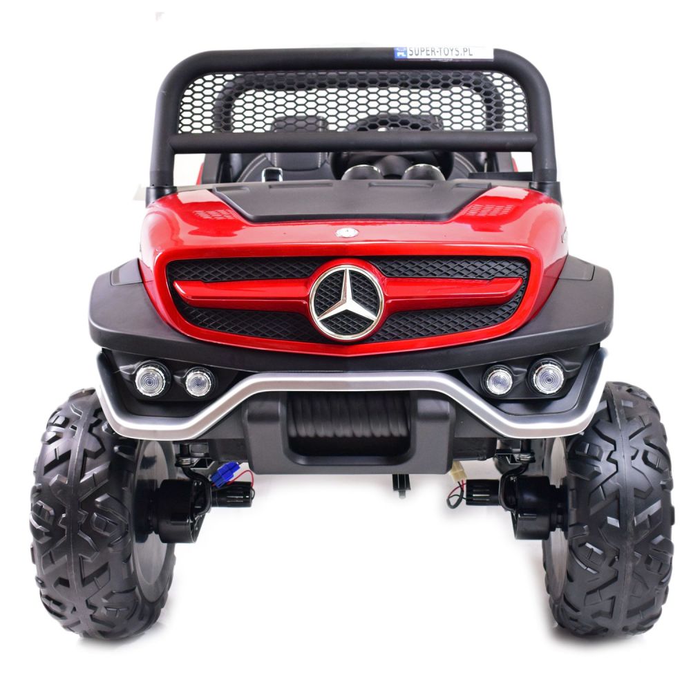 MERCEDES BENZ UNIMOG 4X4, 12 V, 14 Ah, amortizatoriai, minkšti ratai, MP4, laka – puiki galimybė / UNIMOG