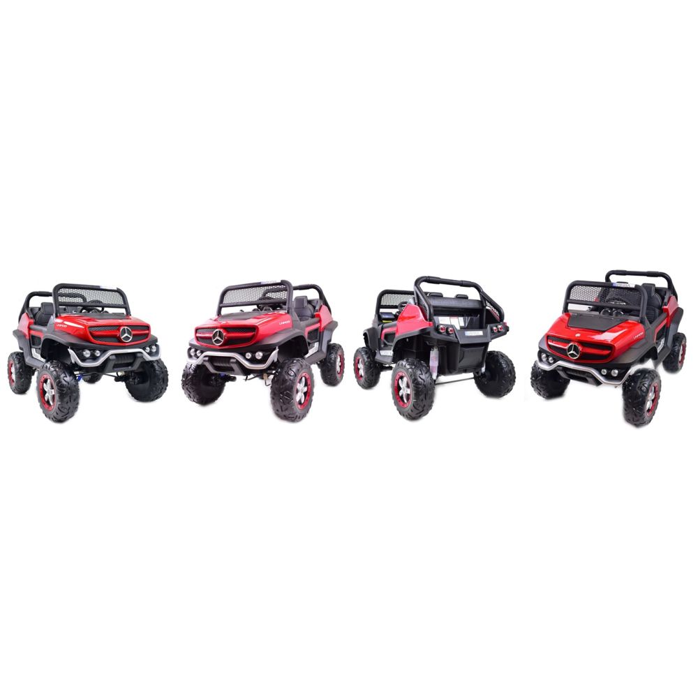 MERCEDES BENZ UNIMOG 4X4,12V14AH, AMORTYZATORY, MIĘKKIE KOŁA, MP4, LAKIER SUPER OPCJA/UNIMOG