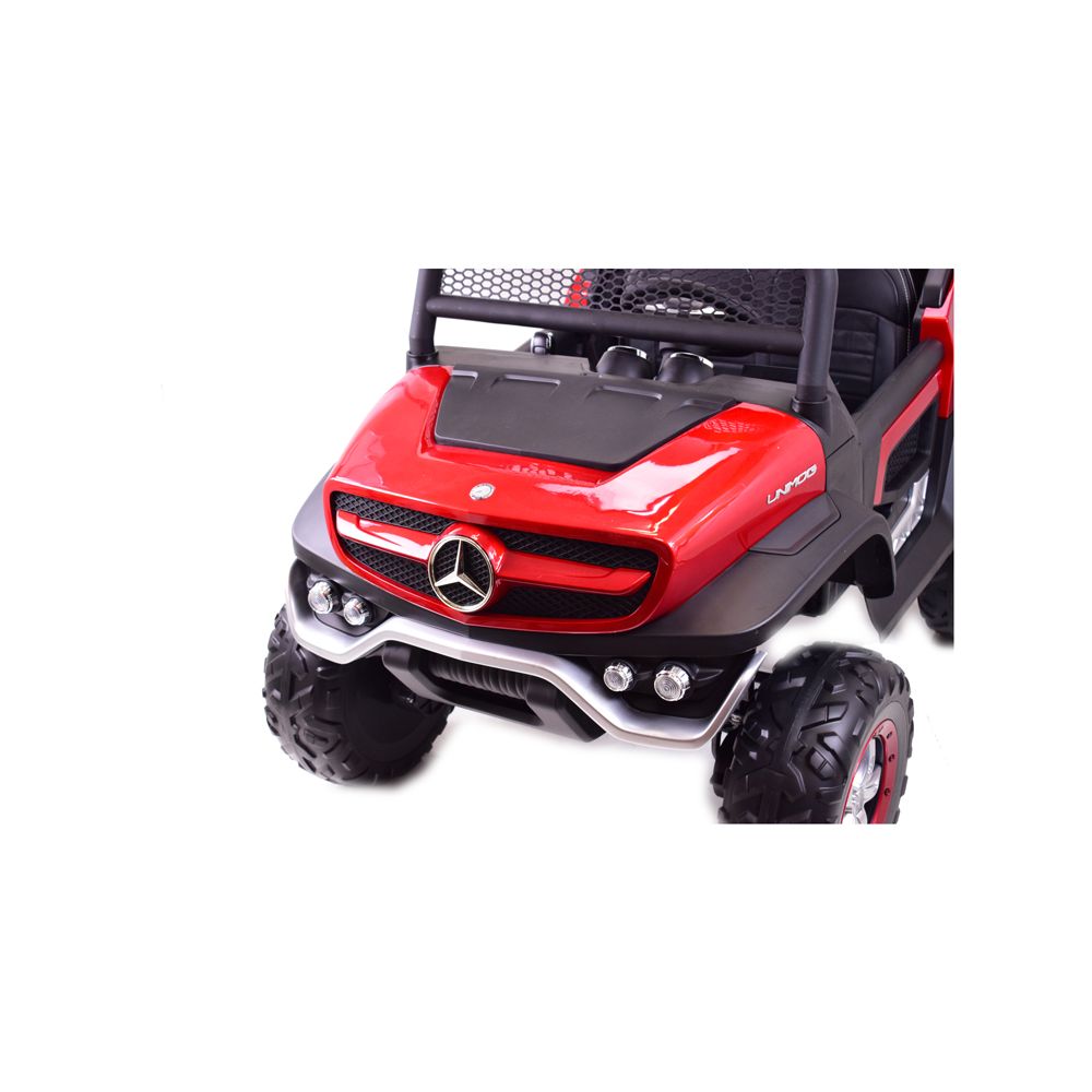 MERCEDES BENZ UNIMOG 4X4,12V14AH, AMORTYZATORY, MIĘKKIE KOŁA, MP4, LAKIER SUPER OPCJA/UNIMOG
