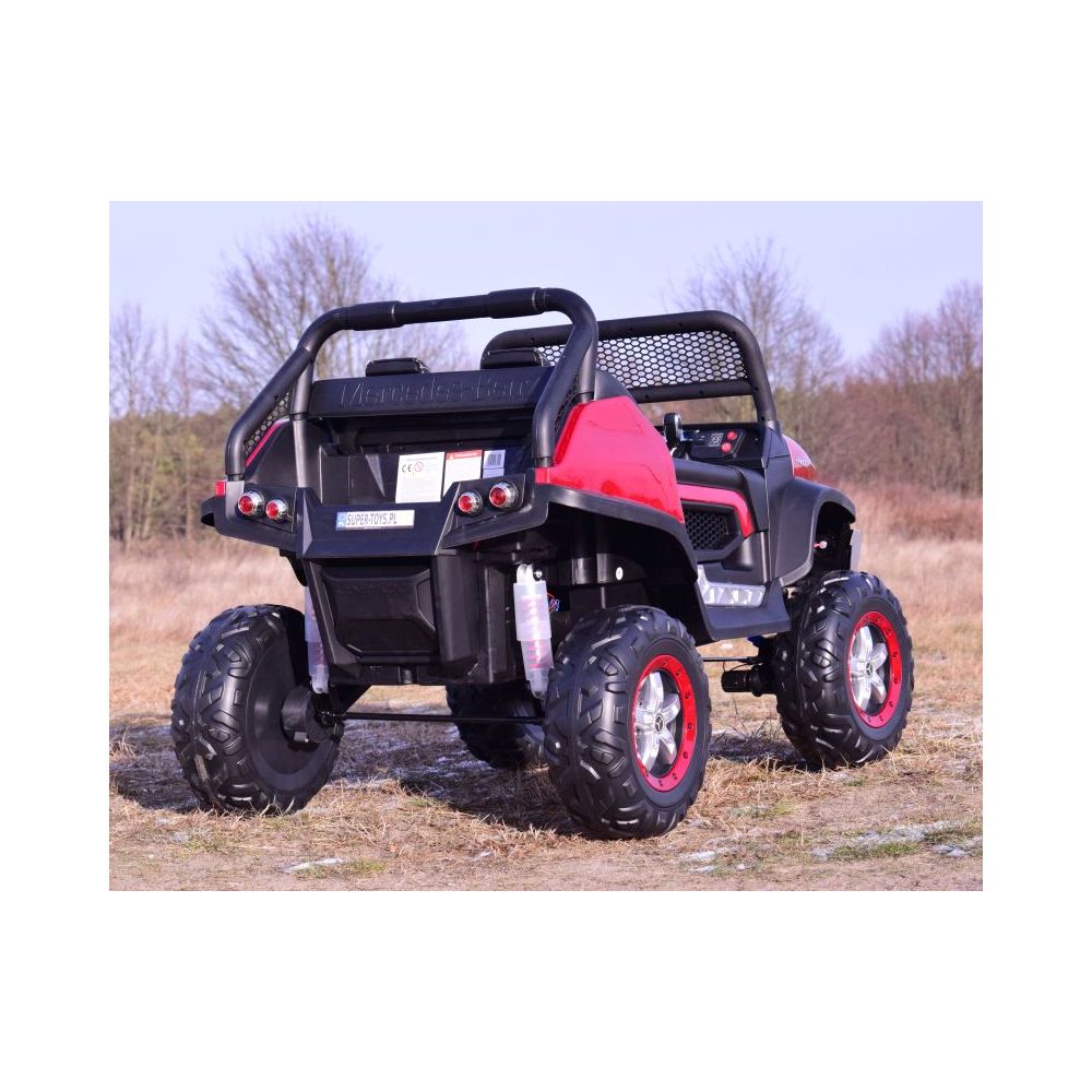 MERCEDES BENZ UNIMOG 4X4,12V14AH, AMORTYZATORY, MIĘKKIE KOŁA, MP4, LAKIER SUPER OPCJA/UNIMOG