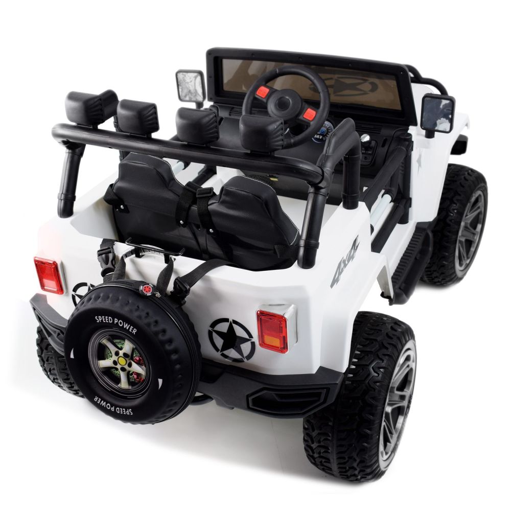 „MEGA JEEP“ 4X4 SU TRANSMISIJOS REDUKTORIU „EXCLUSIVE“ 24 V, 480 WAT, LĖTAS PALEIDIMAS, MINKŠTI RATAI /WXE1688-24V
