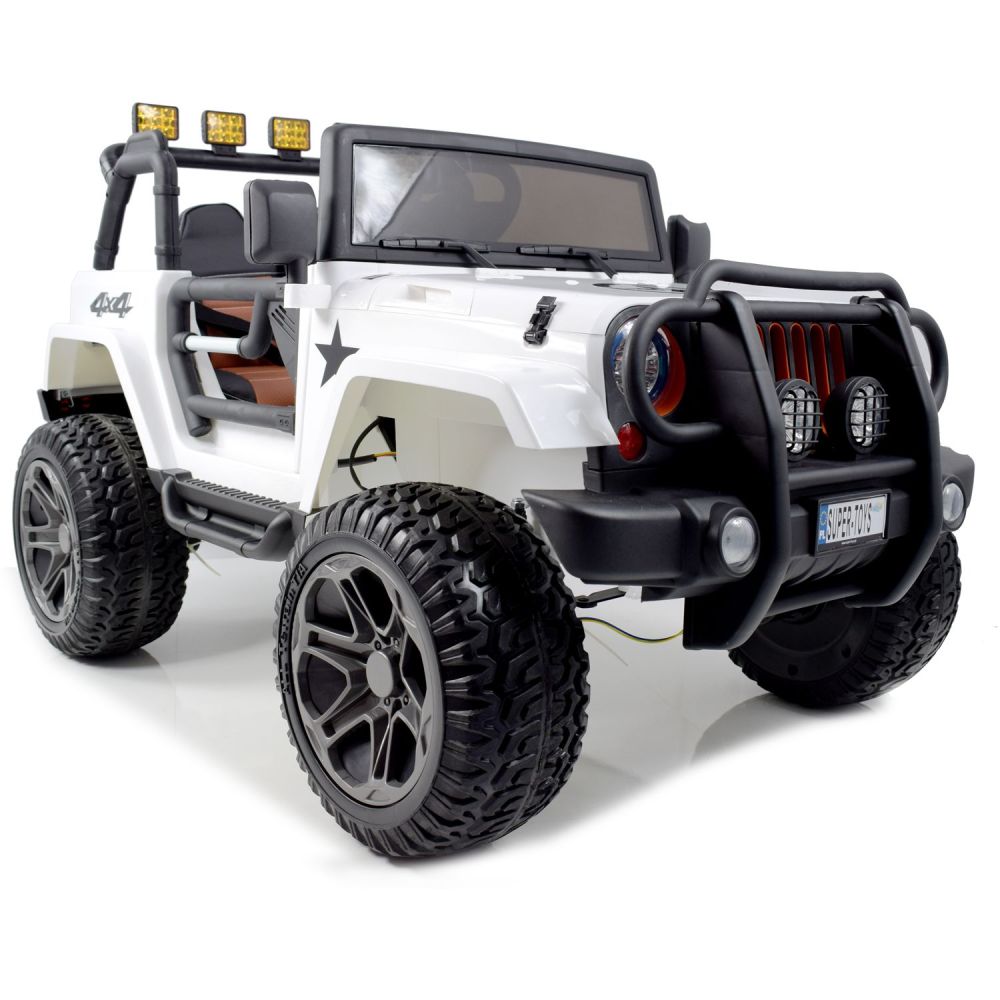 „MEGA JEEP“ 4X4 SU TRANSMISIJOS REDUKTORIU „EXCLUSIVE“ 24 V, 480 WAT, LĖTAS PALEIDIMAS, MINKŠTI RATAI /WXE1688-24V