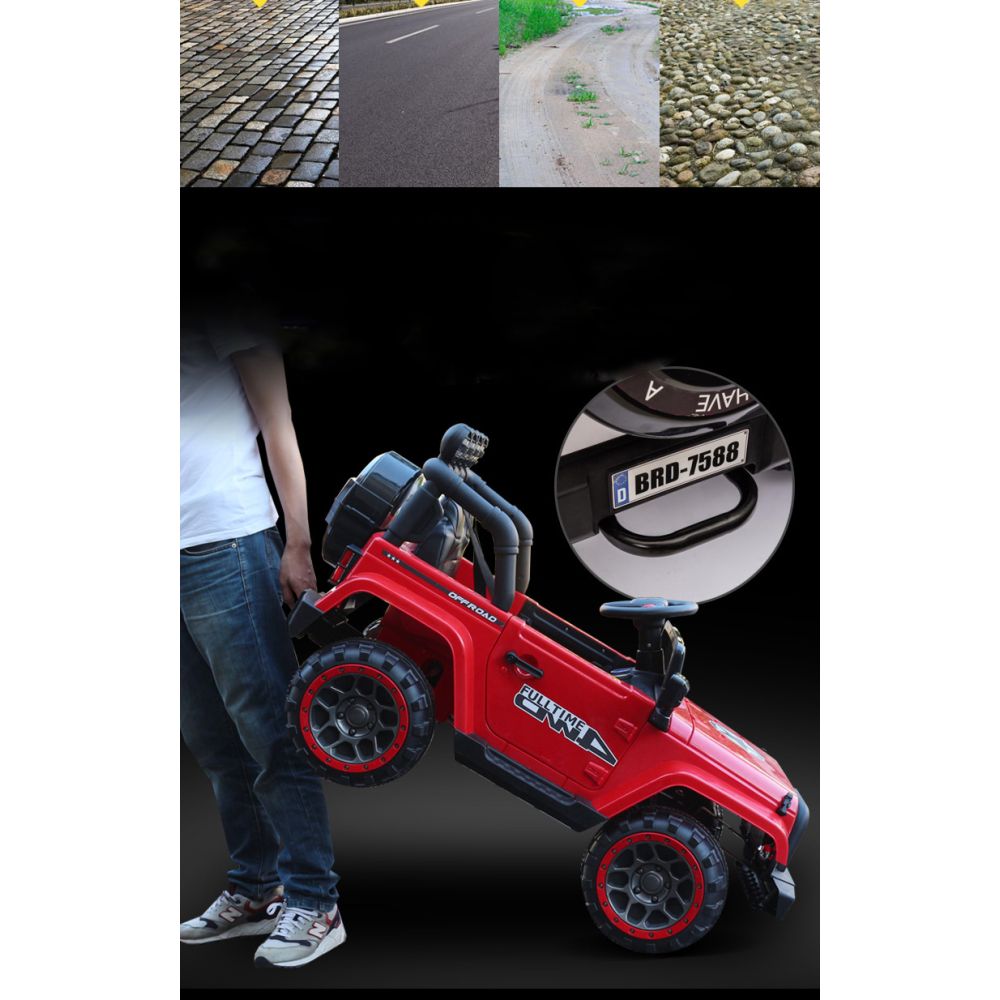 MEGA JEEP FULLTIME, 4X4 VARIKLIS, 1X12V, LĖTAS PALEIDIMAS / MINKŠTI RATAI, EXCLUSIVE/7588