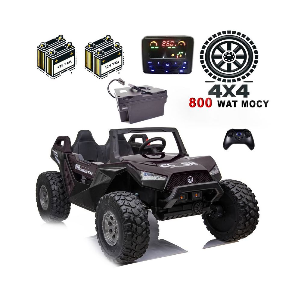 MEGA BUGGY CLASH DLA 2 DZIECI, 4 SILNIKI, 24V-800W, MIĘKKIE PRZESUWANE SIEDZENIE, WALIZKA NA AKUMULATOR/SX-1928
