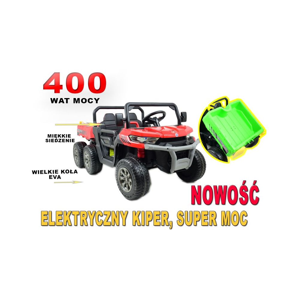 BUGGY 6 KOŁOWY DLA 2 DZIECI, ELEKTRYCZNA WYWROTKA, MIĘKKIE KOŁA, MIĘKKIE SIEDZENIE, 400 WAT/XMX623B