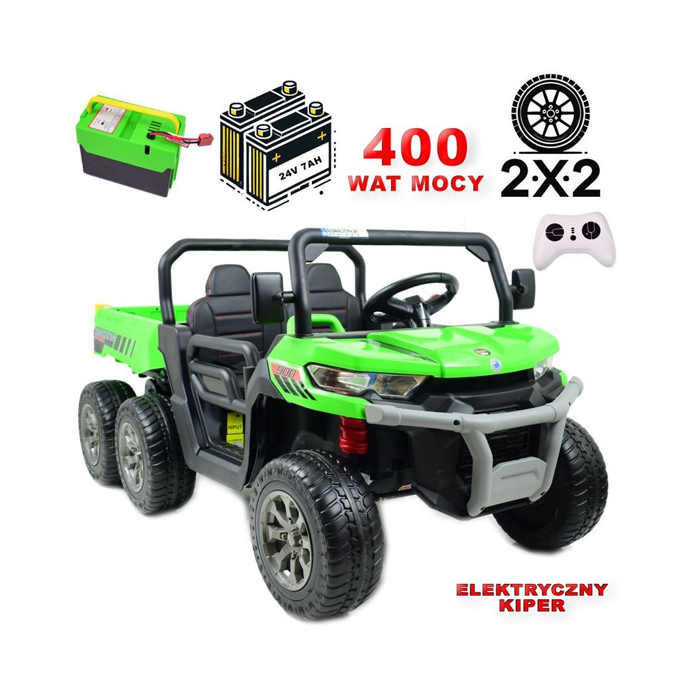 BUGGY 6 KOŁOWY DLA 2 DZIECI, ELEKTRYCZNA WYWROTKA, MIĘKKIE KOŁA, MIĘKKIE SIEDZENIE, 400 WAT/XMX623B