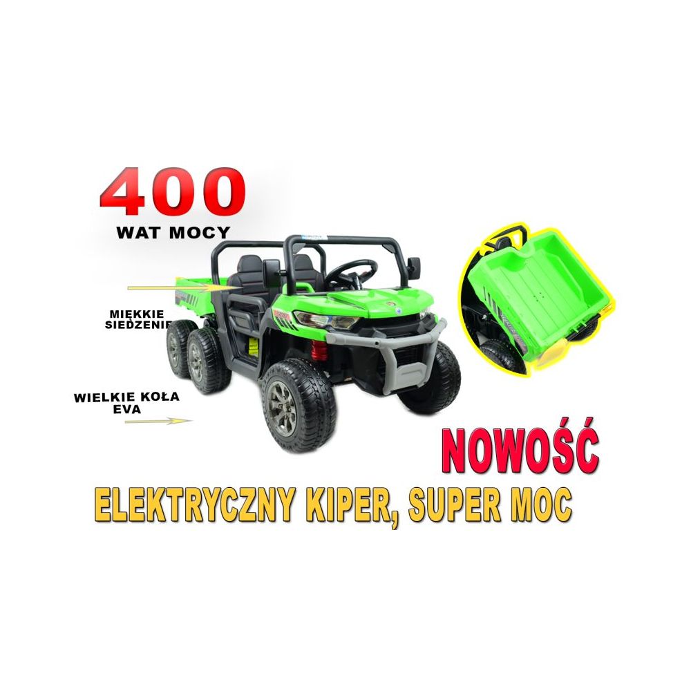 BUGGY 6 KOŁOWY DLA 2 DZIECI, ELEKTRYCZNA WYWROTKA, MIĘKKIE KOŁA, MIĘKKIE SIEDZENIE, 400 WAT/XMX623B