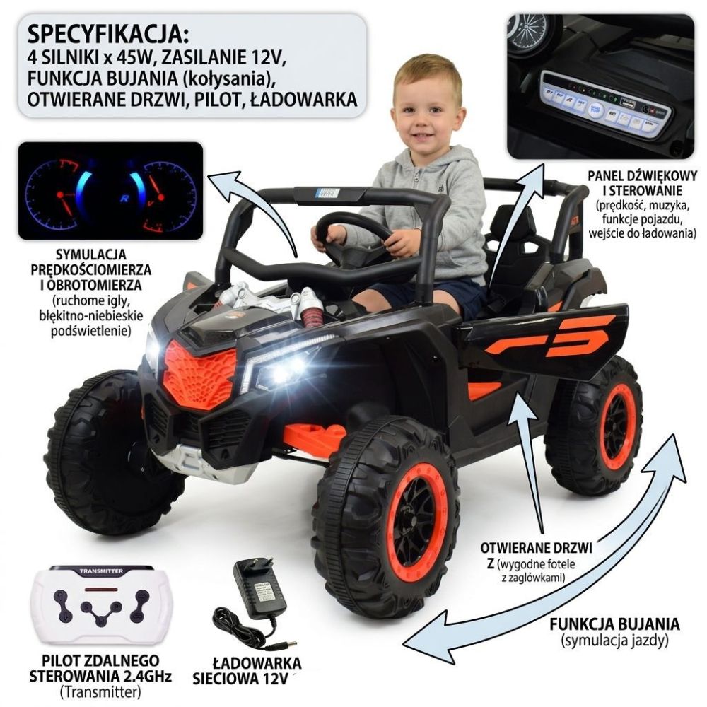 „Megga Buggry“ 4x4, galingas, su nuotolinio valdymo pultu, supimosi funkcija / NEL901