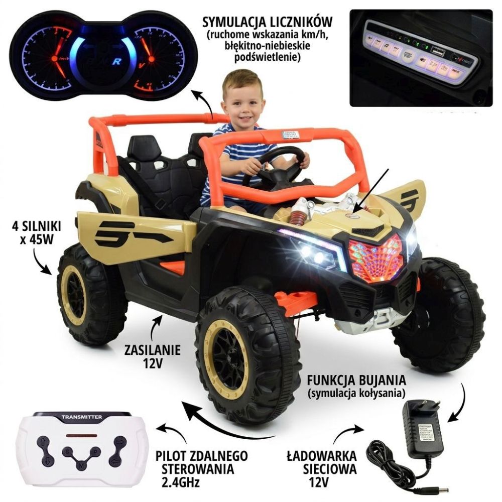 „Megga Buggry“ 4x4, galingas, su nuotolinio valdymo pultu, supimosi funkcija / NEL901