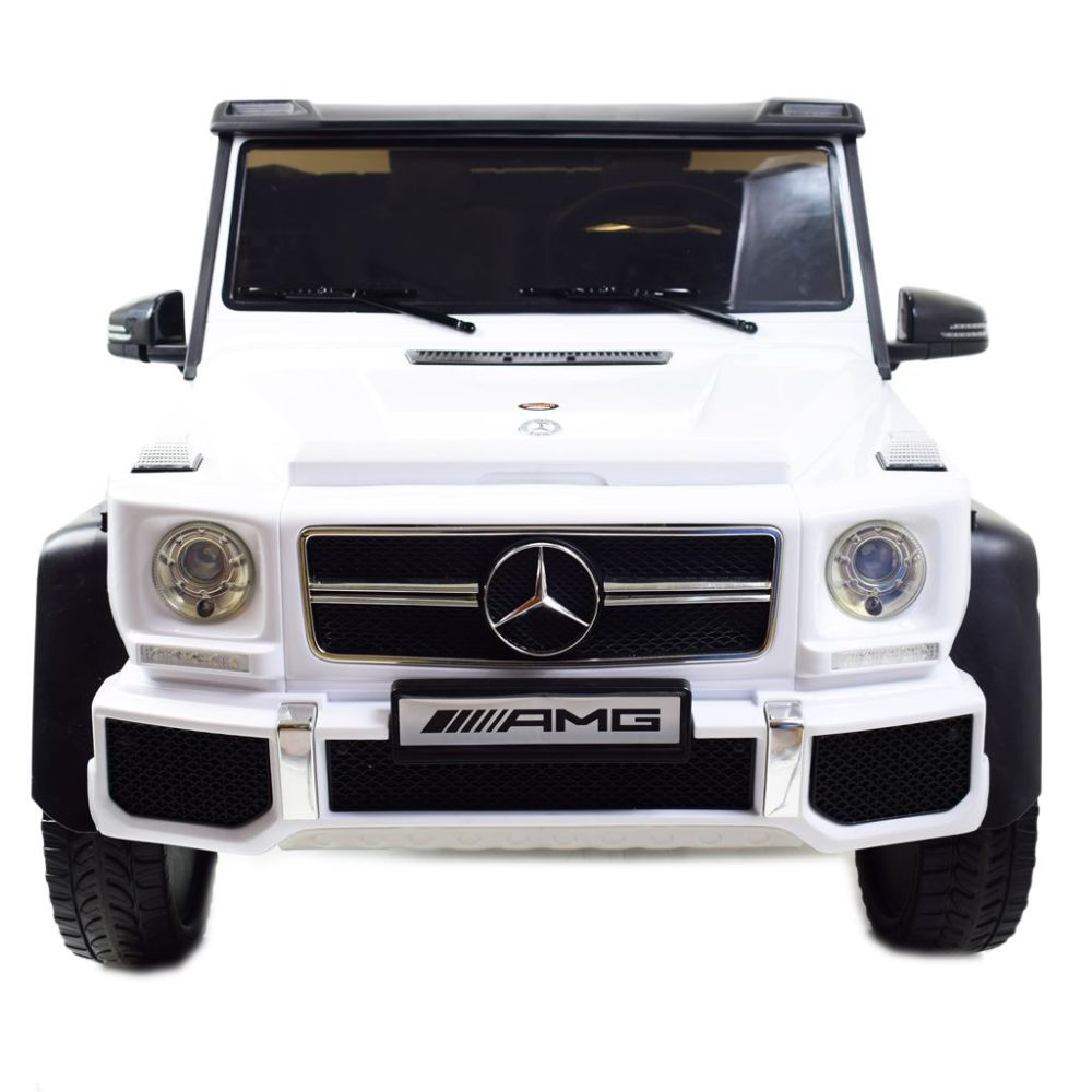 MEGA TRANSPORTO PRIEMONĖ – ORIGINALUS „MERCEDES G63“, 6X6 VARIKLIS, MINKŠTI RATAI, MINKŠTA SĖDYNĖ, SĖDYNĖ TĖVUI, 12 V 14 AH / AB