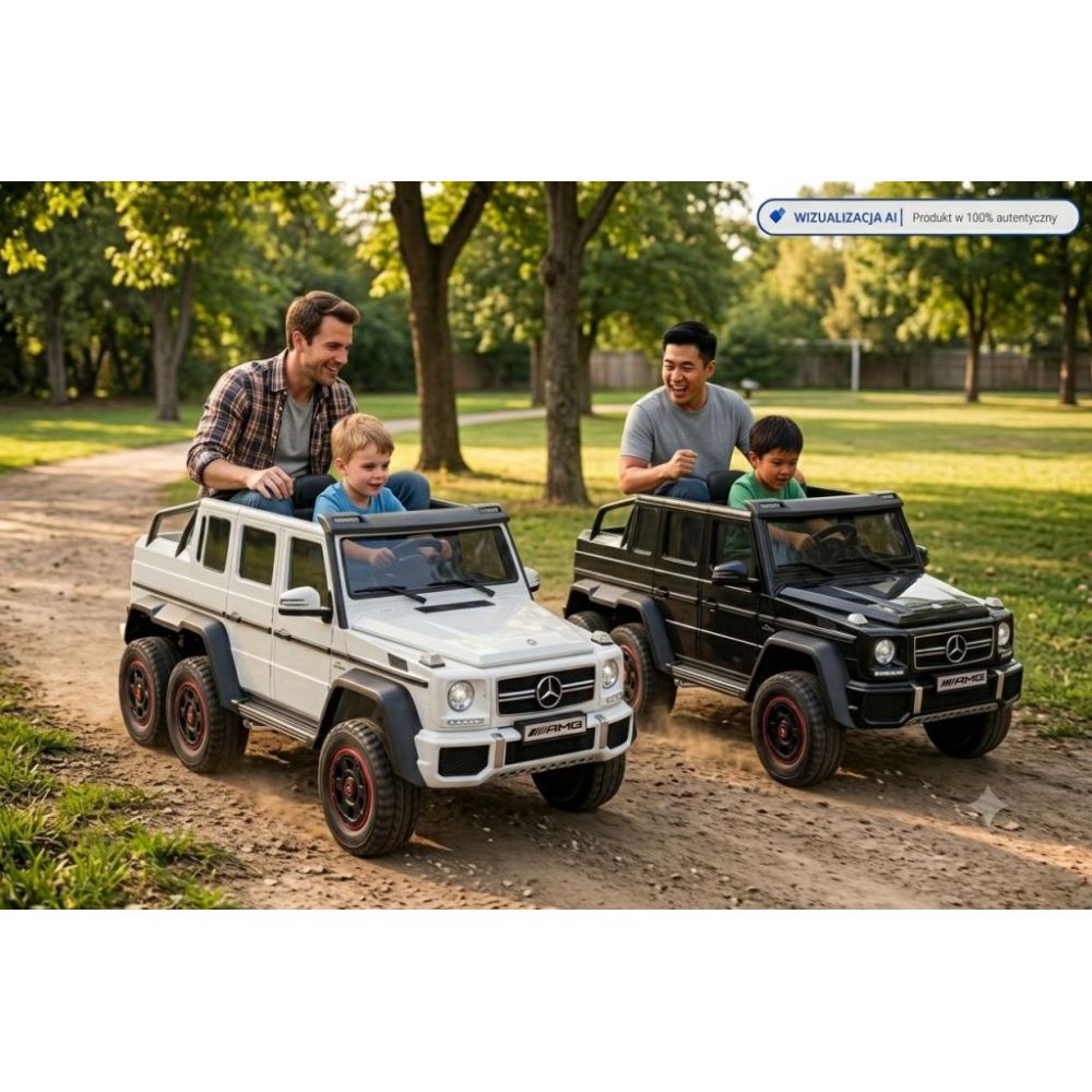 MEGA TRANSPORTO PRIEMONĖ – ORIGINALUS „MERCEDES G63“, 6X6 VARIKLIS, MINKŠTI RATAI, MINKŠTA SĖDYNĖ, SĖDYNĖ TĖVUI, 12 V 14 AH / AB