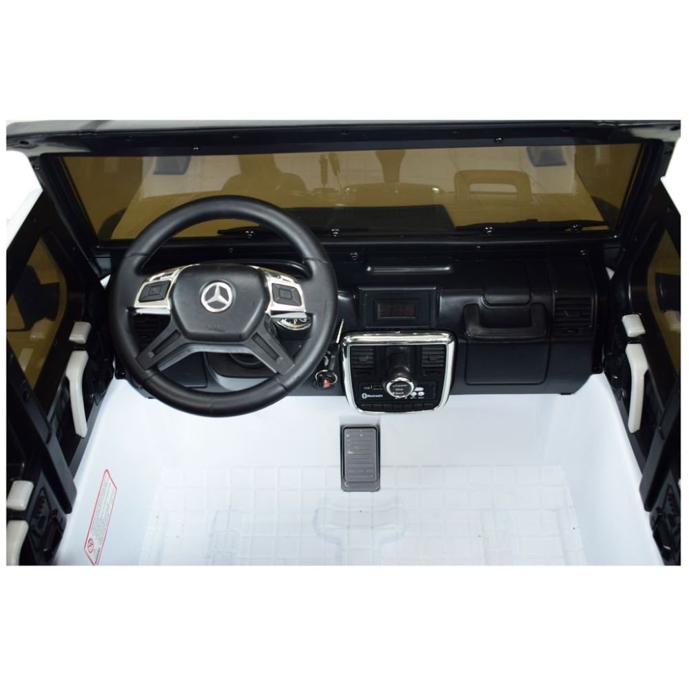 MEGA TRANSPORTO PRIEMONĖ – ORIGINALUS „MERCEDES G63“, 6X6 VARIKLIS, MINKŠTI RATAI, MINKŠTA SĖDYNĖ, SĖDYNĖ TĖVUI, 12 V 14 AH / AB