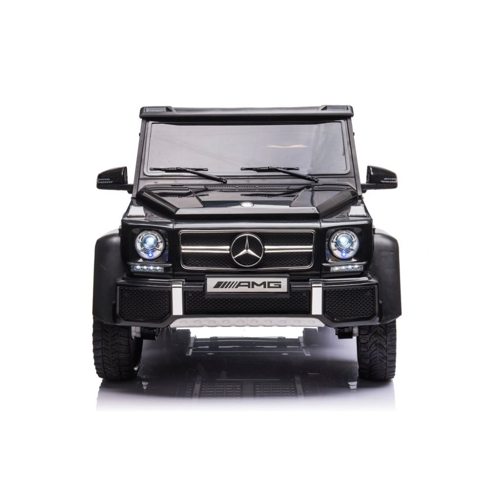 MEGA TRANSPORTO PRIEMONĖ – ORIGINALUS „MERCEDES G63“, 6X6 VARIKLIS, MINKŠTI RATAI, MINKŠTA SĖDYNĖ, SĖDYNĖ TĖVUI, 12 V 14 AH/ABL-
