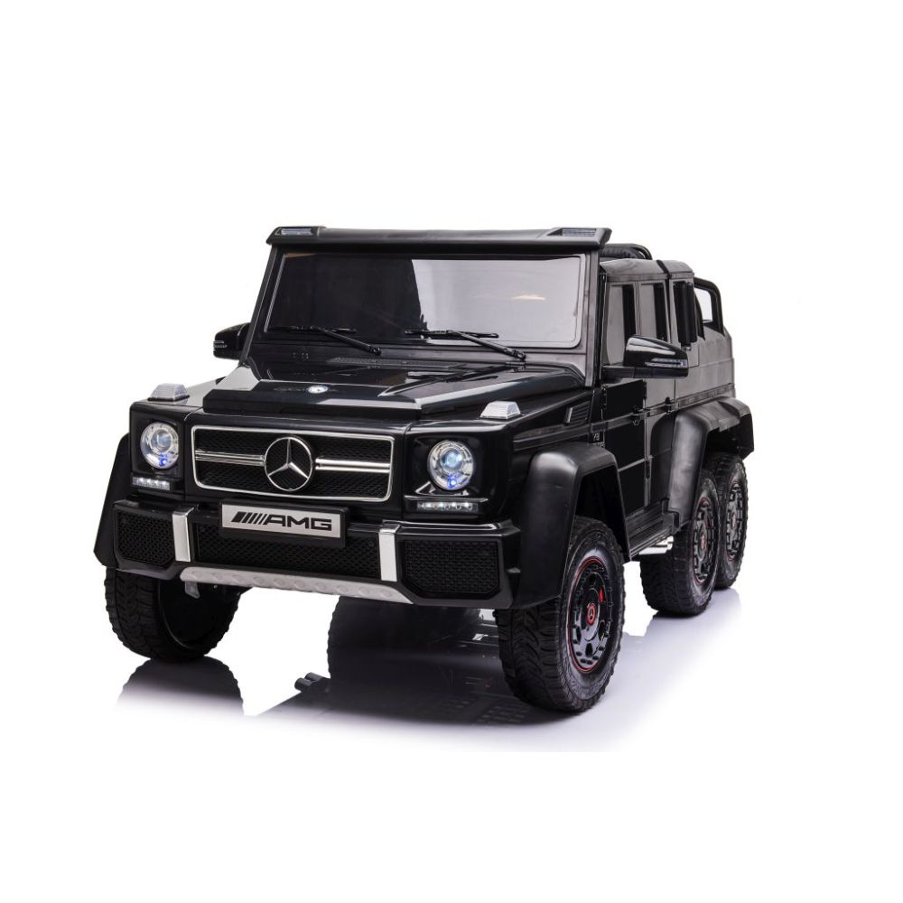 MEGA TRANSPORTO PRIEMONĖ – ORIGINALUS „MERCEDES G63“, 6X6 VARIKLIS, MINKŠTI RATAI, MINKŠTA SĖDYNĖ, SĖDYNĖ TĖVUI, 12 V 14 AH/ABL-