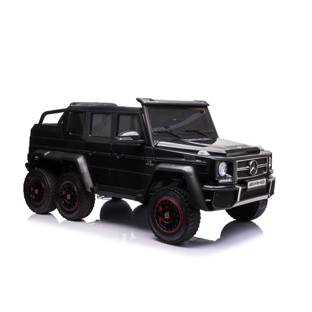MEGA TRANSPORTO PRIEMONĖ – ORIGINALUS „MERCEDES G63“, 6X6 VARIKLIS, MINKŠTI RATAI, MINKŠTA SĖDYNĖ, SĖDYNĖ TĖVUI, 12 V 14 AH/ABL-