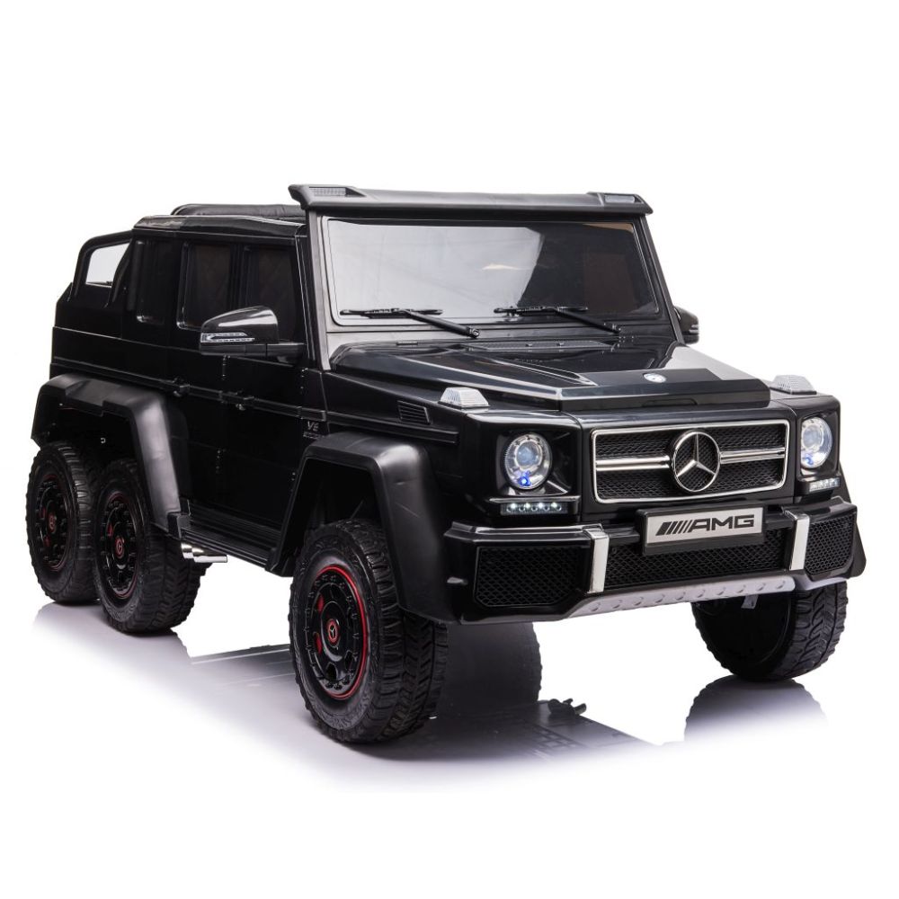 MEGA TRANSPORTO PRIEMONĖ – ORIGINALUS „MERCEDES G63“, 6X6 VARIKLIS, MINKŠTI RATAI, MINKŠTA SĖDYNĖ, SĖDYNĖ TĖVUI, 12 V 14 AH/ABL-