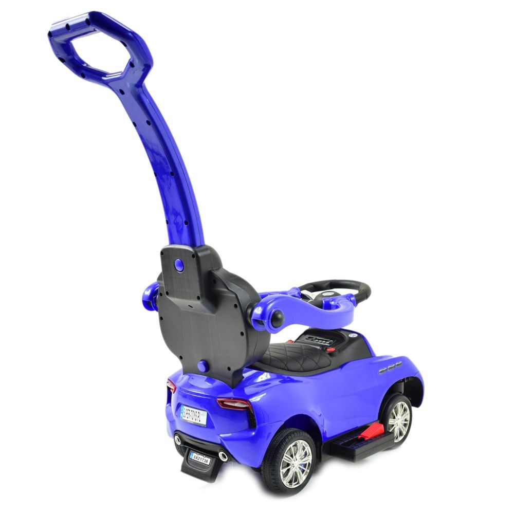 AKUMULIATORINIS VAIKŲ AUTOMOBILIS, STUMIKLIS, STUMIKLIS SU ATSTUMIMO FUNKCIJA, MINKŠTI RATAI, MINKŠTA SĖDYNĖ „5 V 1“ /SXZ1738