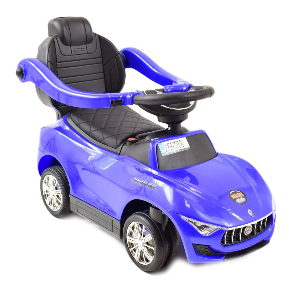 AKUMULIATORINIS VAIKŲ AUTOMOBILIS, STUMIKLIS, STUMIKLIS SU ATSTUMIMO FUNKCIJA, MINKŠTI RATAI, MINKŠTA SĖDYNĖ „5 V 1“ /SXZ1738