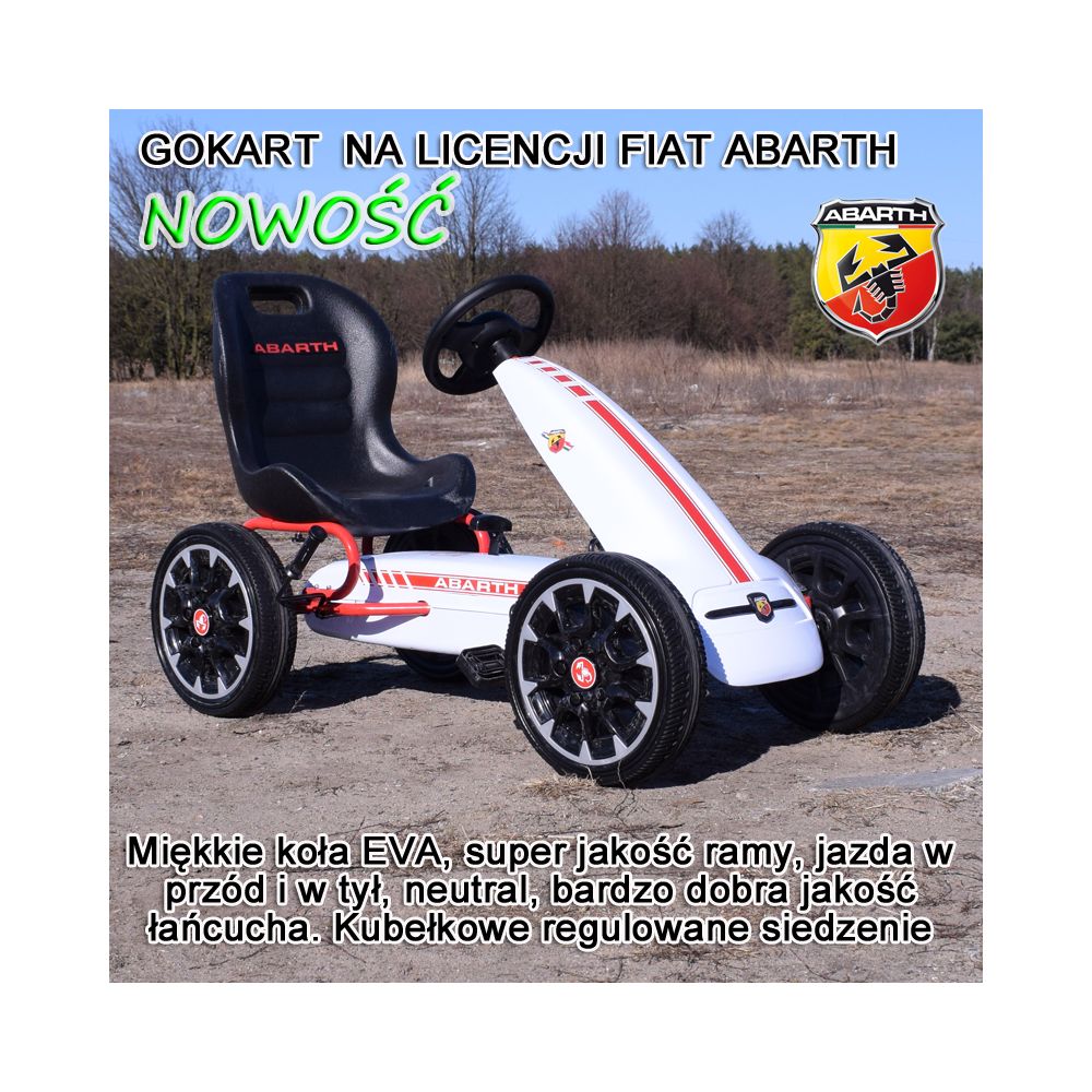 WIELKI LICENCJONOWANY GOKART FIAT ABARTH KOŁA EVA JAKOŚĆ /PB9388A