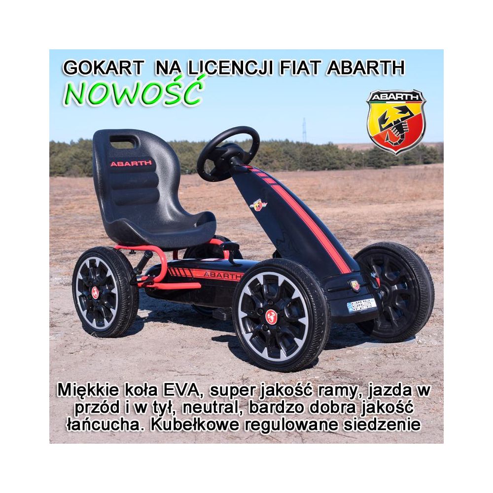 WIELKI LICENCJONOWANY GOKART FIAT ABARTH KOŁA EVA JAKOŚĆ /PB9388A
