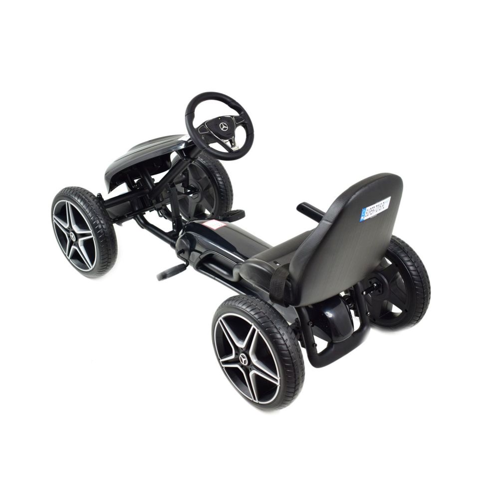 PEDALINIS KARTINGAS SU „MERCEDES“ LICENCIJA, „EVA“ RATAI, MINKŠTA SĖDYNĖ SU „MB“ LOGOTIPU, AUKŠTOS KOKYBĖS /XMX610