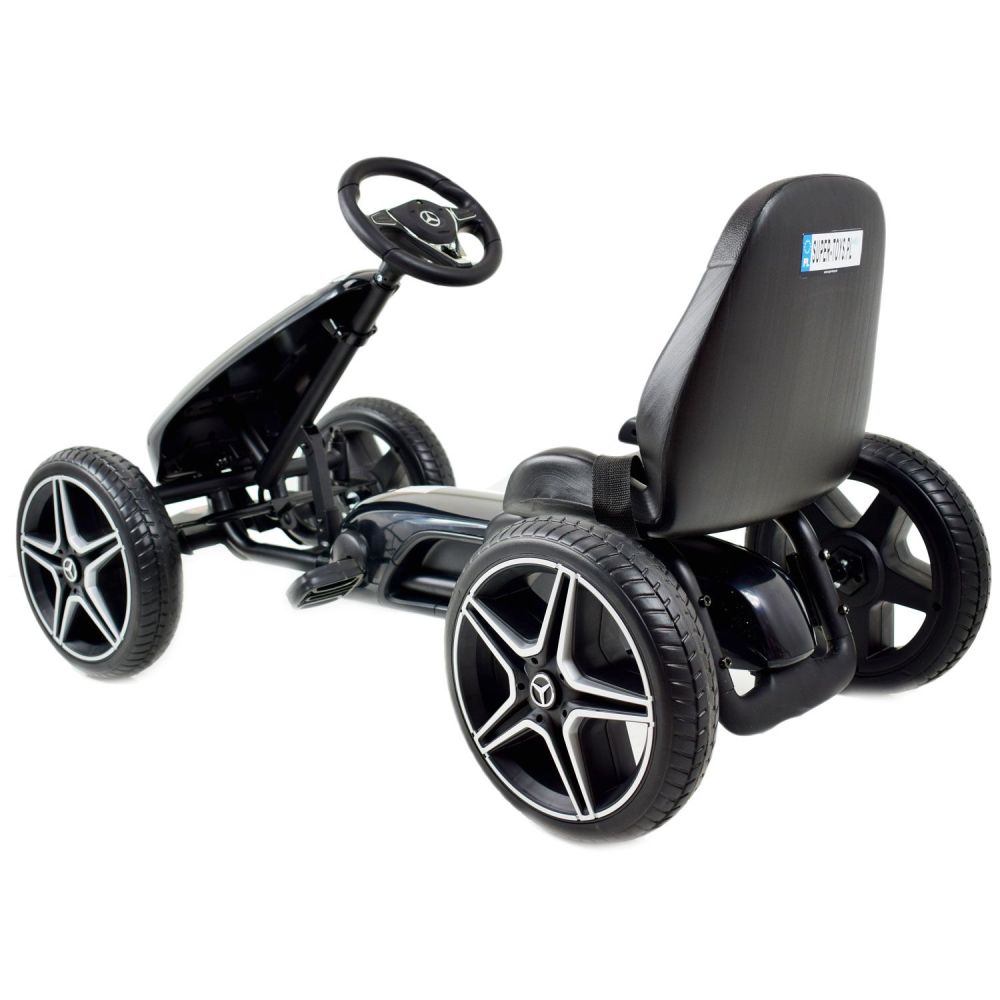 PEDALINIS KARTINGAS SU „MERCEDES“ LICENCIJA, „EVA“ RATAI, MINKŠTA SĖDYNĖ SU „MB“ LOGOTIPU, AUKŠTOS KOKYBĖS /XMX610