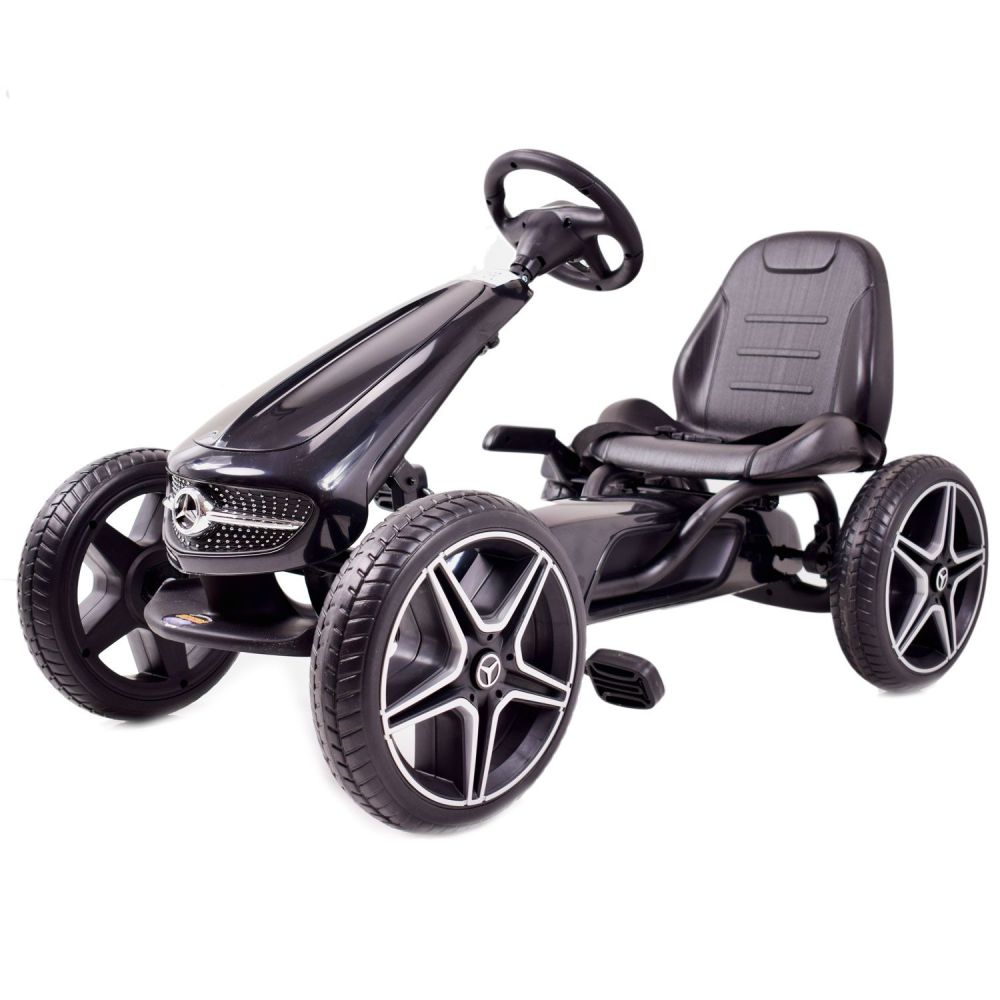 PEDALINIS KARTINGAS SU „MERCEDES“ LICENCIJA, „EVA“ RATAI, MINKŠTA SĖDYNĖ SU „MB“ LOGOTIPU, AUKŠTOS KOKYBĖS /XMX610