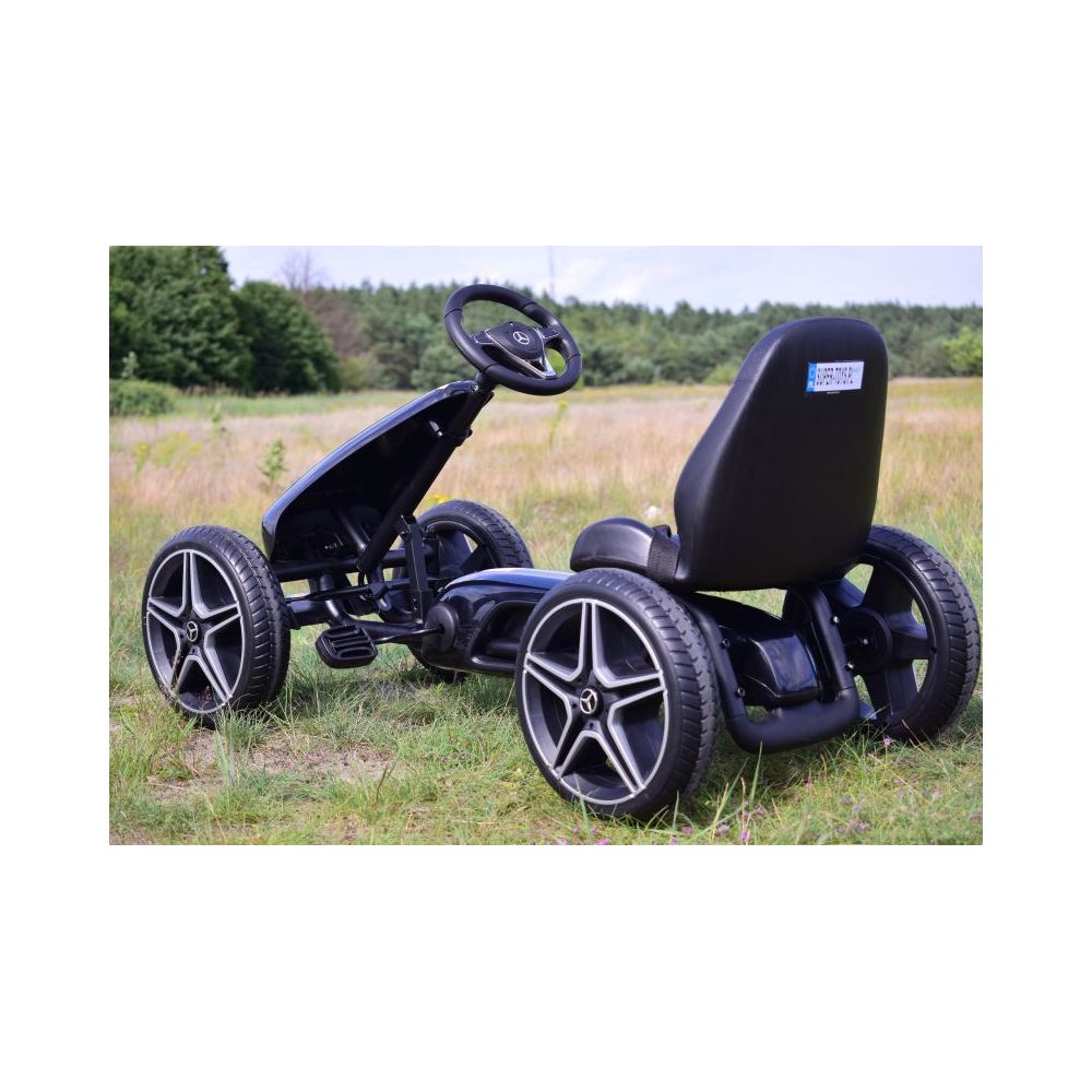 PEDALINIS KARTINGAS SU „MERCEDES“ LICENCIJA, „EVA“ RATAI, MINKŠTA SĖDYNĖ SU „MB“ LOGOTIPU, AUKŠTOS KOKYBĖS /XMX610