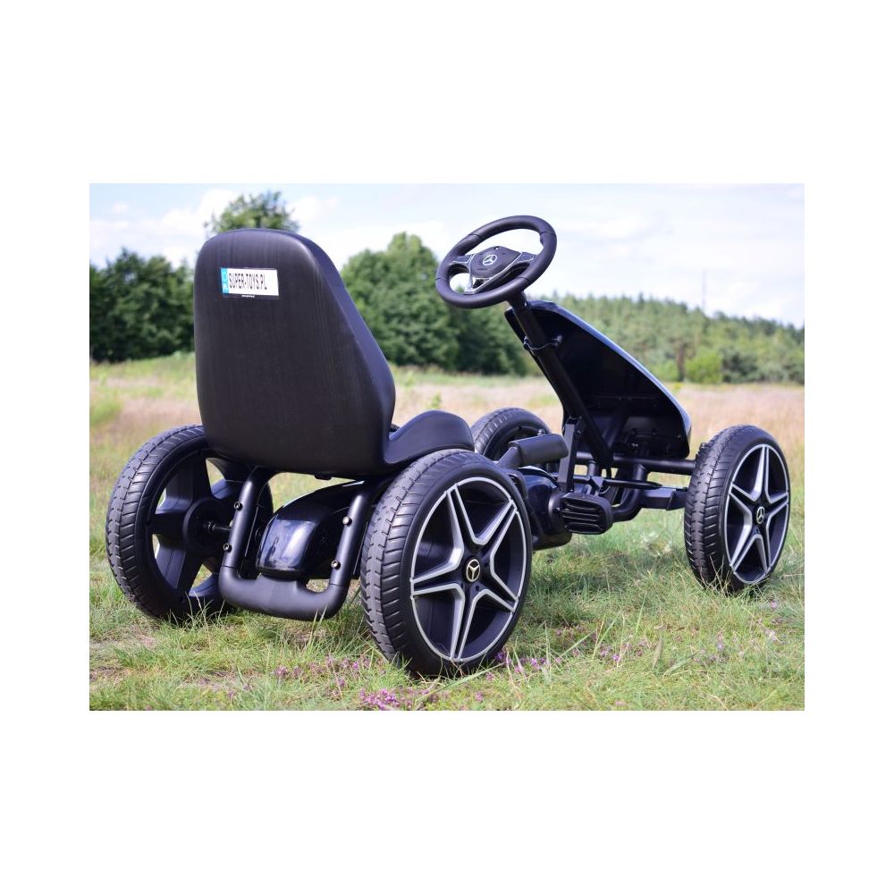 PEDALINIS KARTINGAS SU „MERCEDES“ LICENCIJA, „EVA“ RATAI, MINKŠTA SĖDYNĖ SU „MB“ LOGOTIPU, AUKŠTOS KOKYBĖS /XMX610