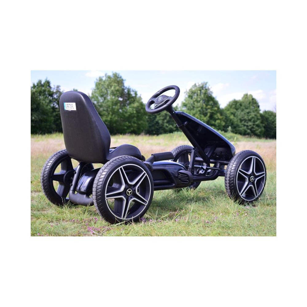 PEDALINIS KARTINGAS SU „MERCEDES“ LICENCIJA, „EVA“ RATAI, MINKŠTA SĖDYNĖ SU „MB“ LOGOTIPU, AUKŠTOS KOKYBĖS /XMX610