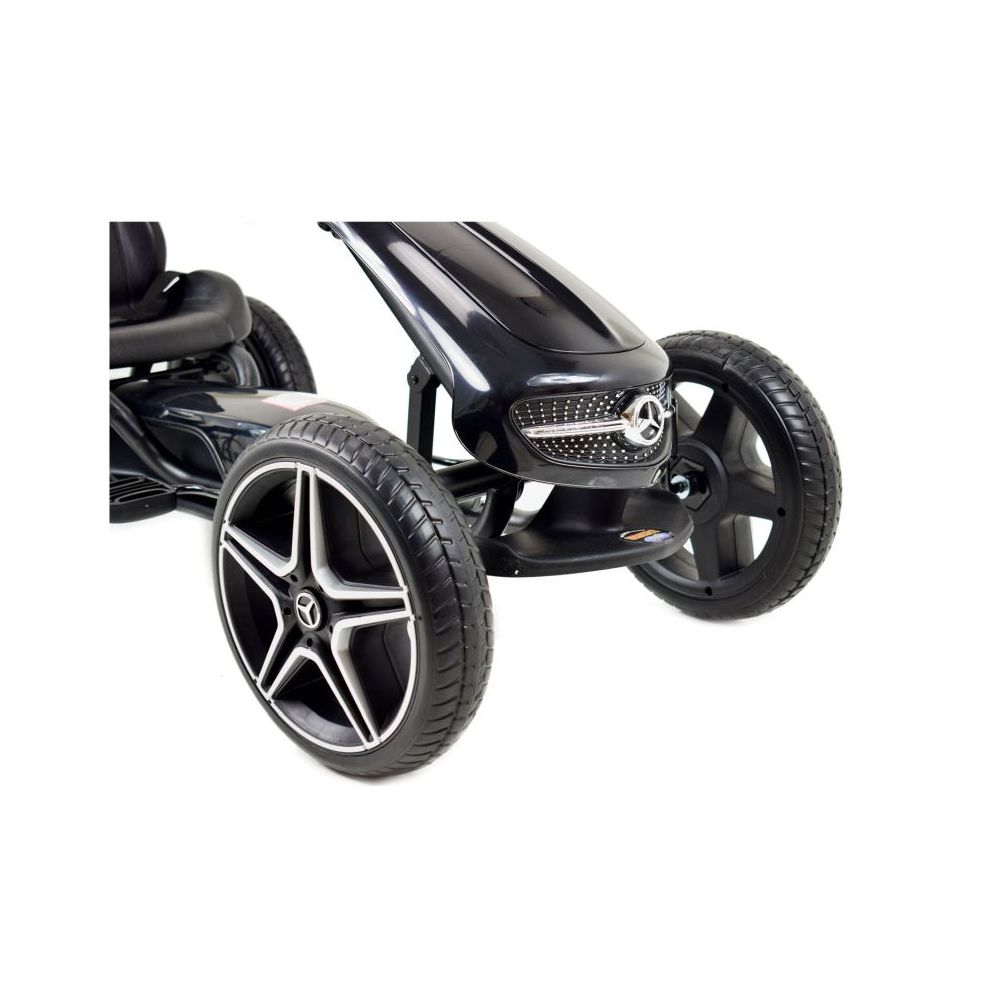 PEDALINIS KARTINGAS SU „MERCEDES“ LICENCIJA, „EVA“ RATAI, MINKŠTA SĖDYNĖ SU „MB“ LOGOTIPU, AUKŠTOS KOKYBĖS /XMX610