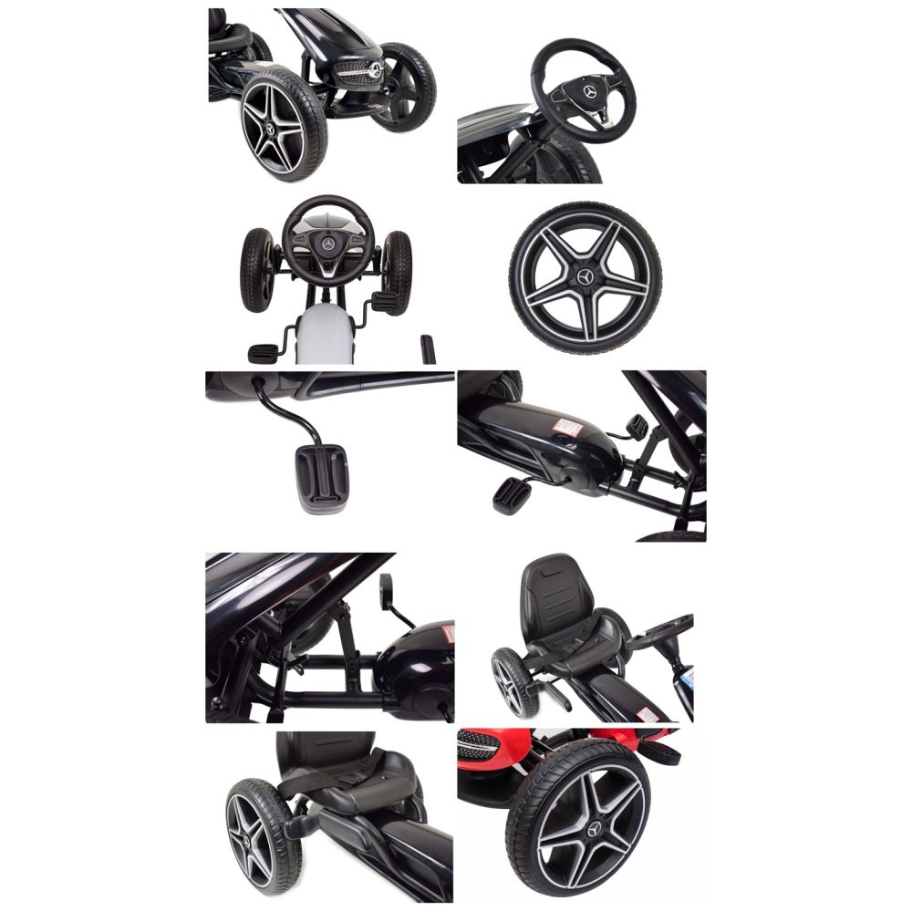 PEDALINIS KARTINGAS SU „MERCEDES“ LICENCIJA, „EVA“ RATAI, MINKŠTA SĖDYNĖ SU „MB“ LOGOTIPU, AUKŠTOS KOKYBĖS /XMX610