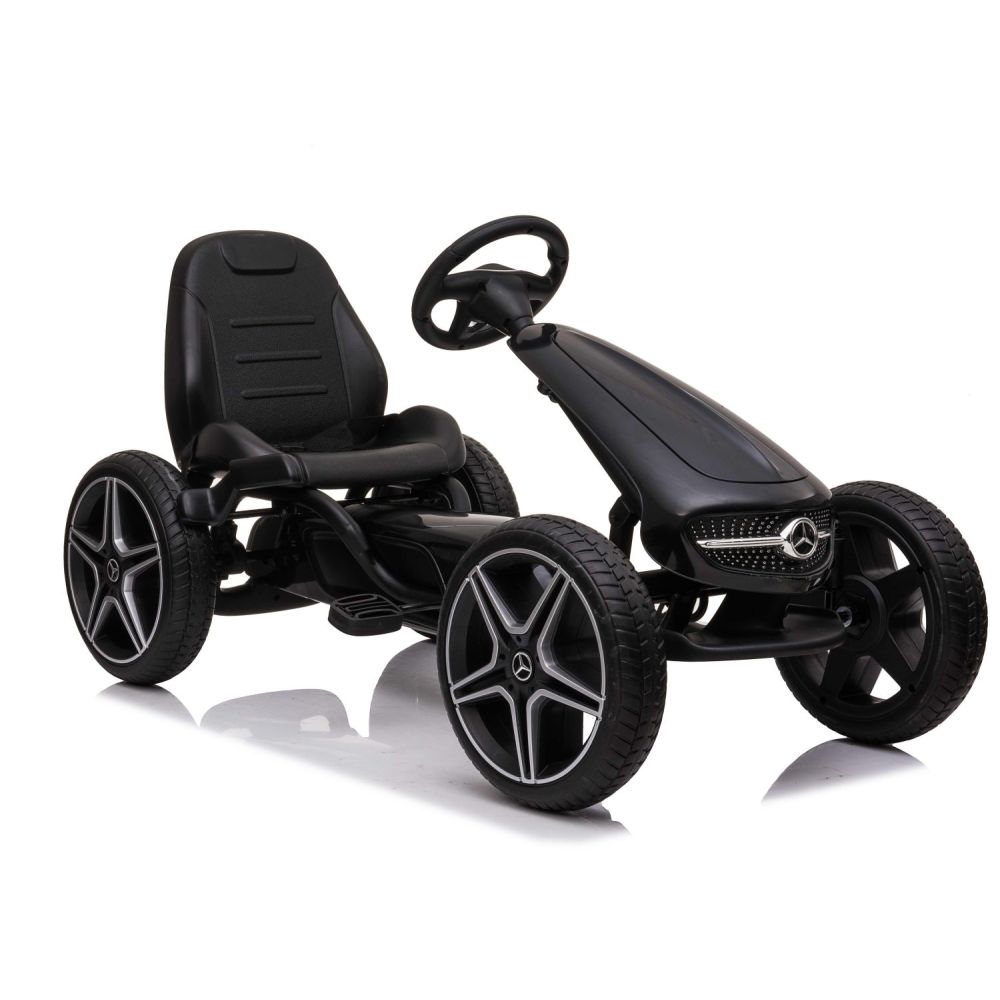 PEDALINIS KARTINGAS SU „MERCEDES“ LICENCIJA, „EVA“ RATAI, MINKŠTA SĖDYNĖ SU „MB“ LOGOTIPU, AUKŠTOS KOKYBĖS /XMX610
