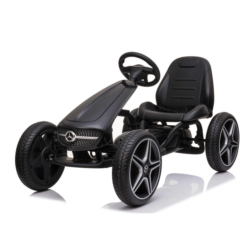 PEDALINIS KARTINGAS SU „MERCEDES“ LICENCIJA, „EVA“ RATAI, MINKŠTA SĖDYNĖ SU „MB“ LOGOTIPU, AUKŠTOS KOKYBĖS /XMX610