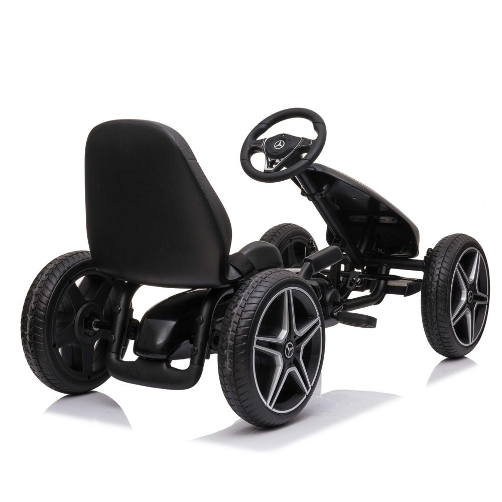PEDALINIS KARTINGAS SU „MERCEDES“ LICENCIJA, „EVA“ RATAI, MINKŠTA SĖDYNĖ SU „MB“ LOGOTIPU, AUKŠTOS KOKYBĖS /XMX610