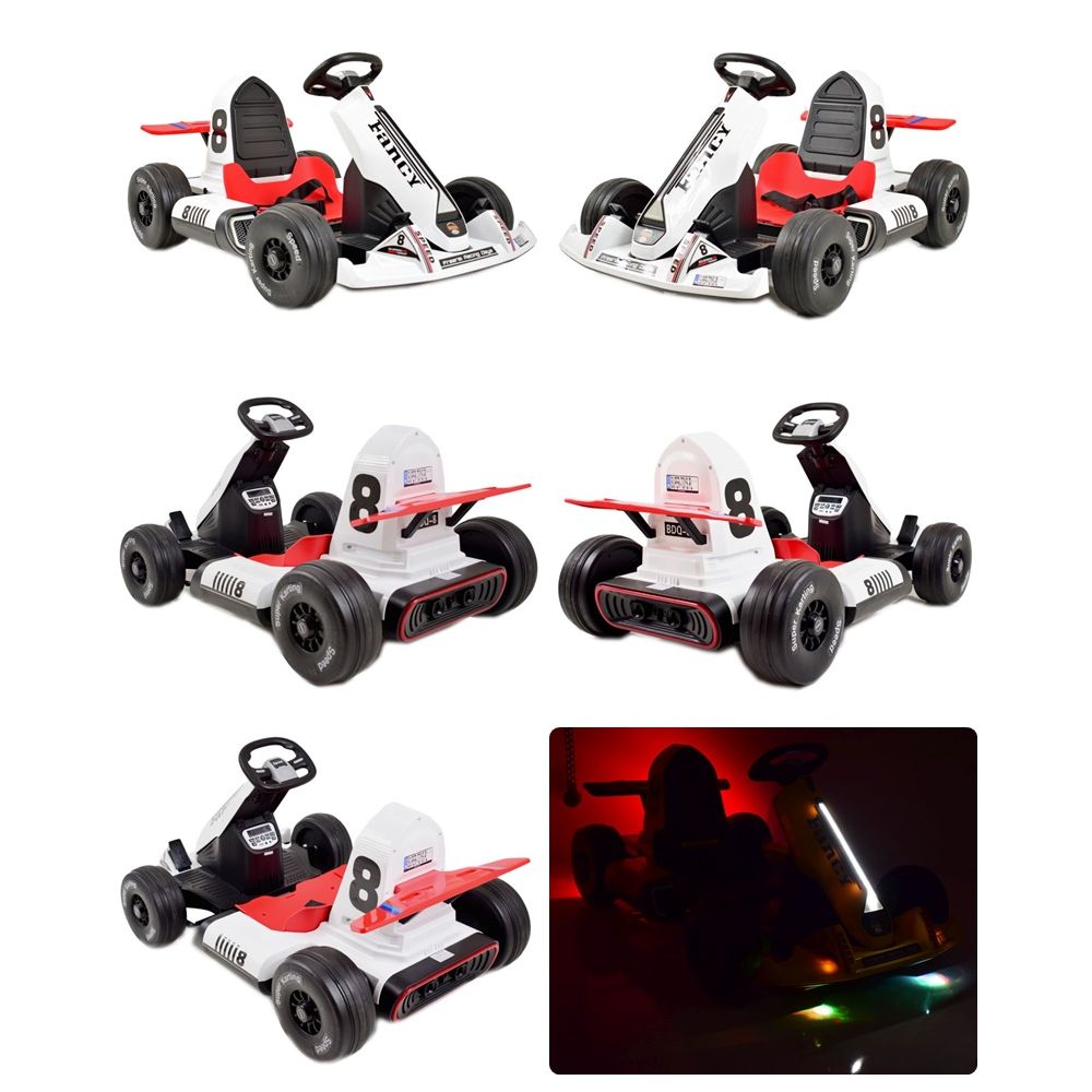 SZYBKI GOKART FANCY NA AKUMULATOR 12V, REGULOWANA - ROZSUWANA RAMA, SUPER ZABAWA\\BDQ-8