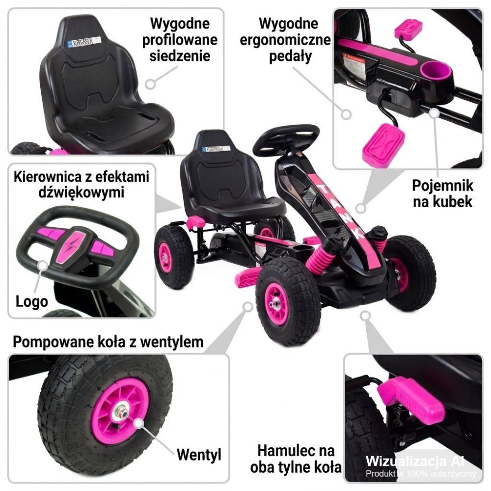 NAUJAUSIAS PEDALINIS GOKARTAS „TANK“, PRIEPUČIAMI RATAI, STABDŽIAI/G23